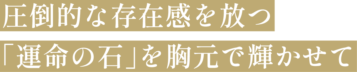 圧倒的な存在感を放つ「運命の石」を胸元で輝かせて
